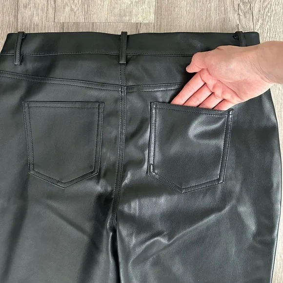 NWT Marc New York Fleece Lined High Waisted Faux Leather Pants Black Size M - Picture 7 of 10